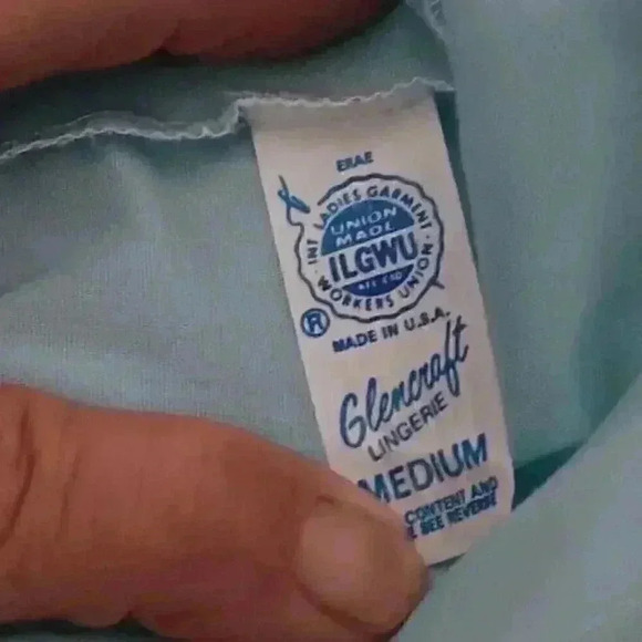 "GLENCRAFT " Vintage Pale Blue Embroidered Ladies Wrap Around Summer Robe Size M - Picture 9 of 10